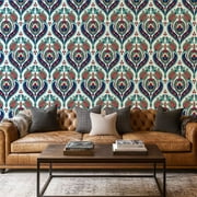 Peel and Stick Wallpaper Canvas Contact Paper seamless colorful turkish style Vintage decorative Hand drawn ornament Self Adhesive and Removable 17in x 118in
