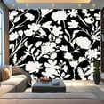 thumbnail image 1 of Peel and Stick Wallpaper Canvas Dark seamless black flowers leaves Peonies wildflowers Abstract floral Modern Art Wall Mural Decor Self Adhesive and Removable 100in x 144in, 1 of 7