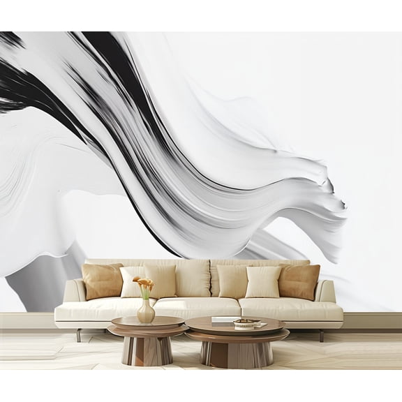 Peel and Stick Wallpaper Canvas Decorative Silent Flurry White Color Palette Thick Brushstrokes Modern Art Wall Mural Decor Self Adhesive and Removable 69in x 98in