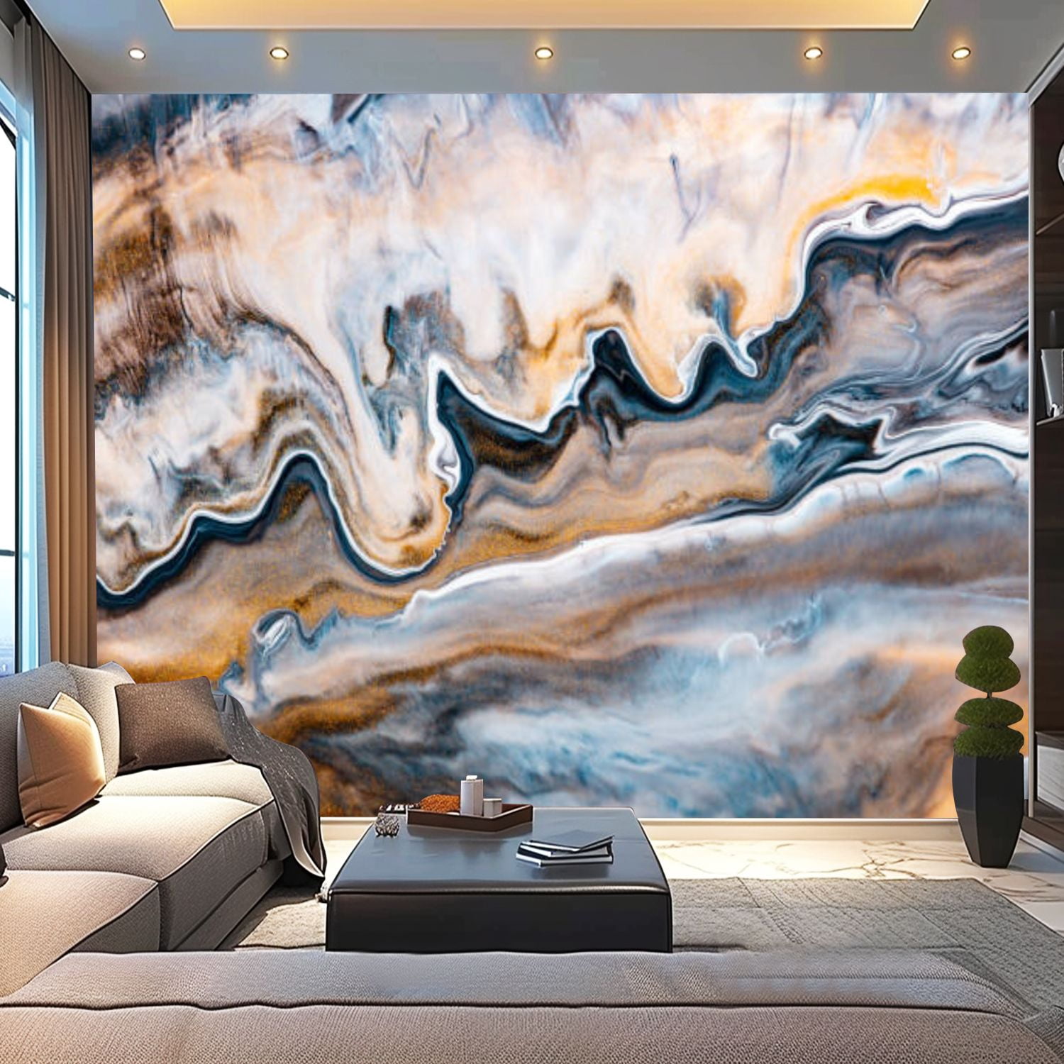 Peel and Stick Wallpaper Canvas Fluid art texture abstract mixing paint ...