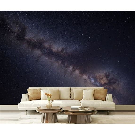 Peel and Stick Wallpaper Canvas Galaxy Stars Wall Murals Ceiling Milky Way Nebula Cosmic Dust Modern Art Wall Mural Decor Self Adhesive and Removable 69in x 98in