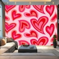 thumbnail image 1 of Peel and Stick Wallpaper Canvas Groovy Hearts Seamless Psychedelic Distorted 1970s 1980s Hippie Retro Modern Art Wall Mural Decor Self Adhesive and Removable 100in x 144in, 1 of 7