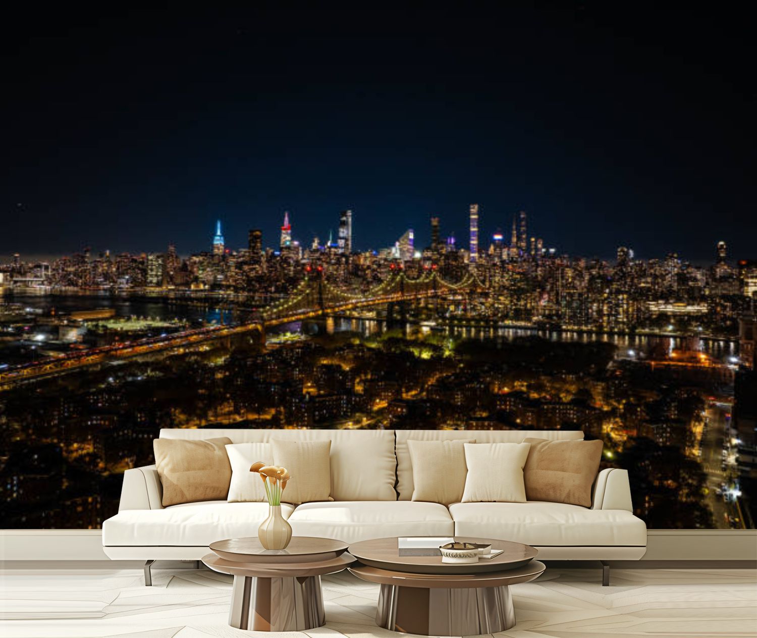 Photo inspiration: Visual Reference: Peel And Stick Wallpaper Canvas Illuminated Queensboro Bridge