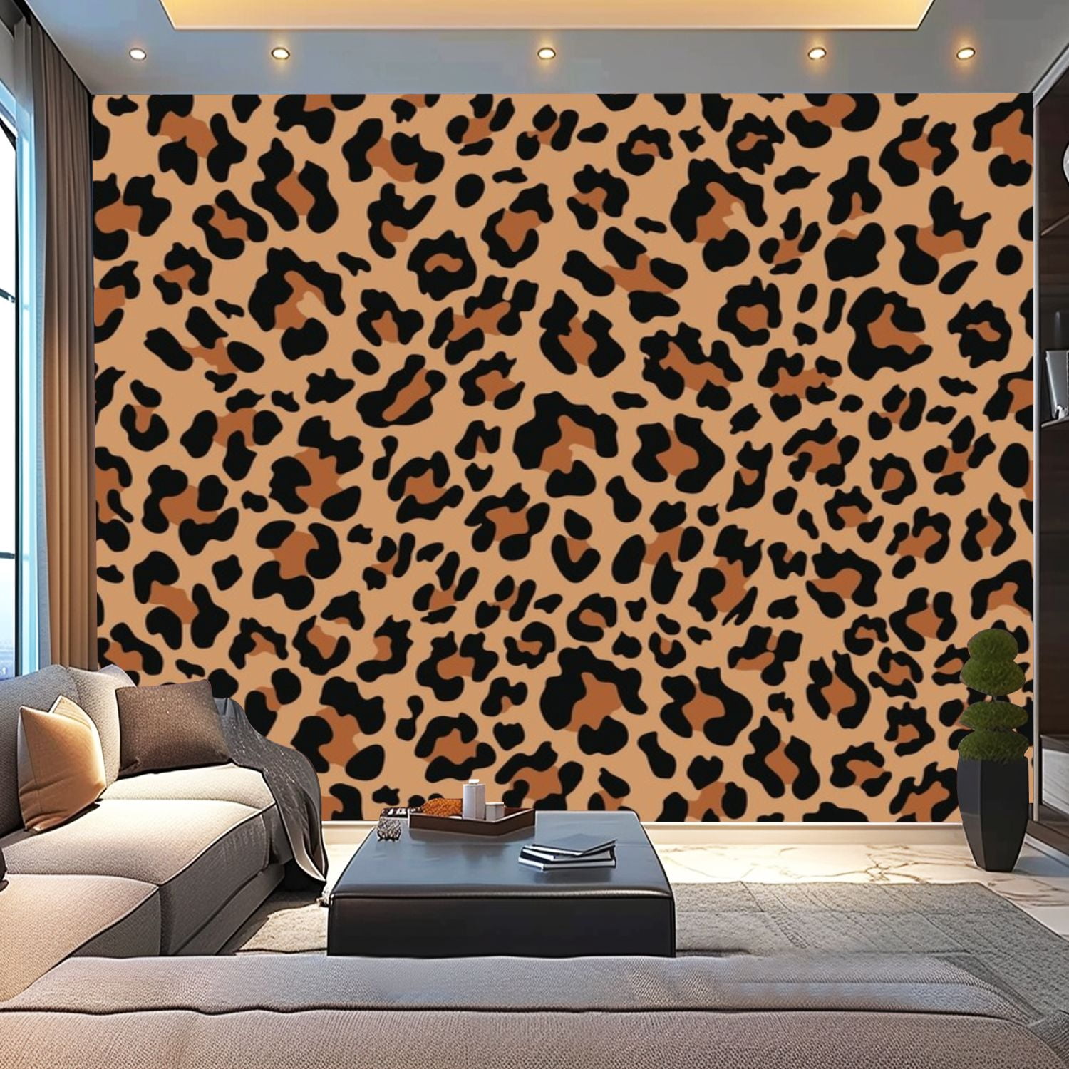 Peel and Stick Wallpaper Canvas Leopard print seamless fashion design ...