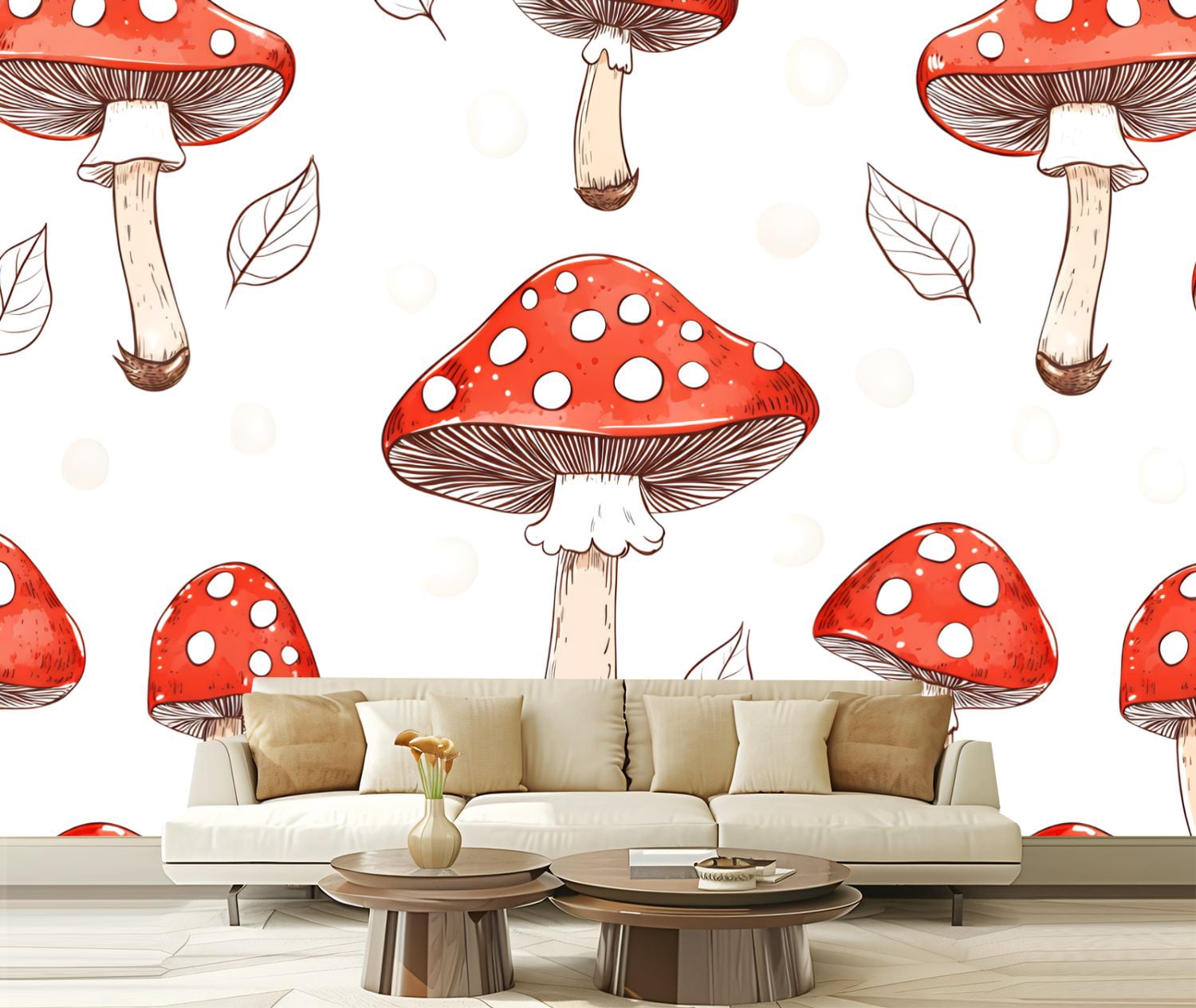 Peel and Stick Wallpaper Canvas Mushroom Seamless Hand Drawing Doodle ...