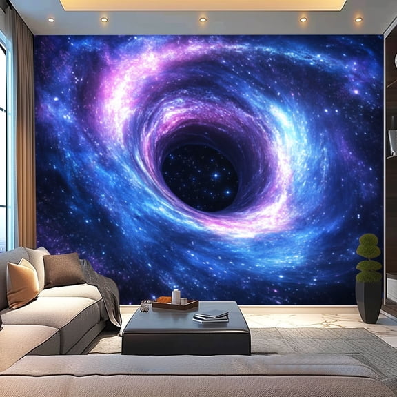 Peel and Stick Wallpaper Canvas Rings Universe Starry Minimal Art Style Black Hole Space Cosmos Modern Art Wall Mural Decor Self Adhesive and Removable 100in x 144in