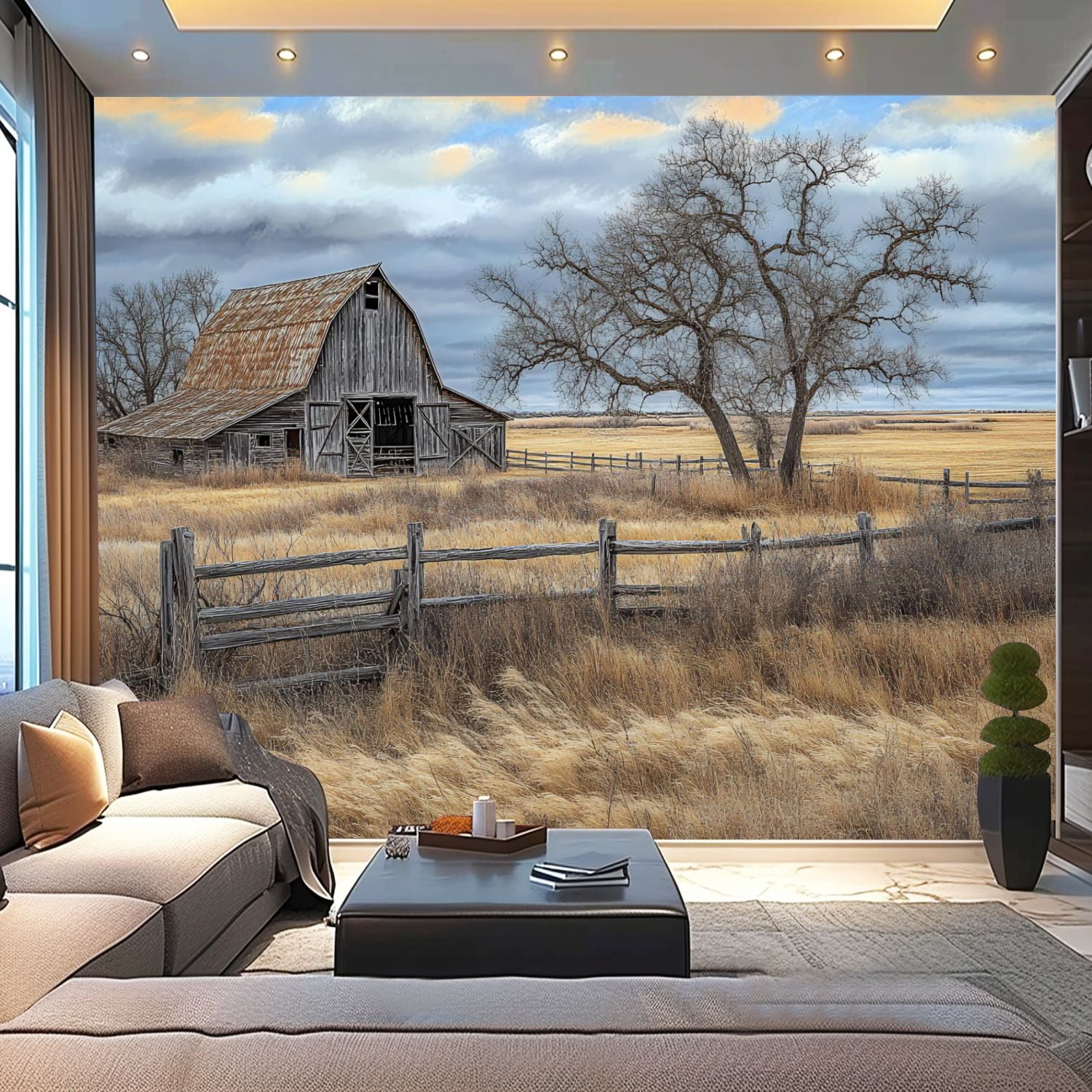 Peel and Stick Wallpaper Canvas Rustic Farmhouse Vintage Barn Country ...