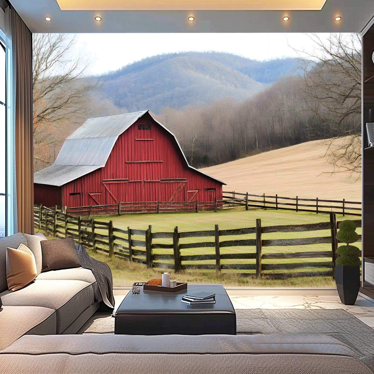 Peel and Stick Wallpaper Canvas Rustic Farmhouse Vintage Barn Country ...