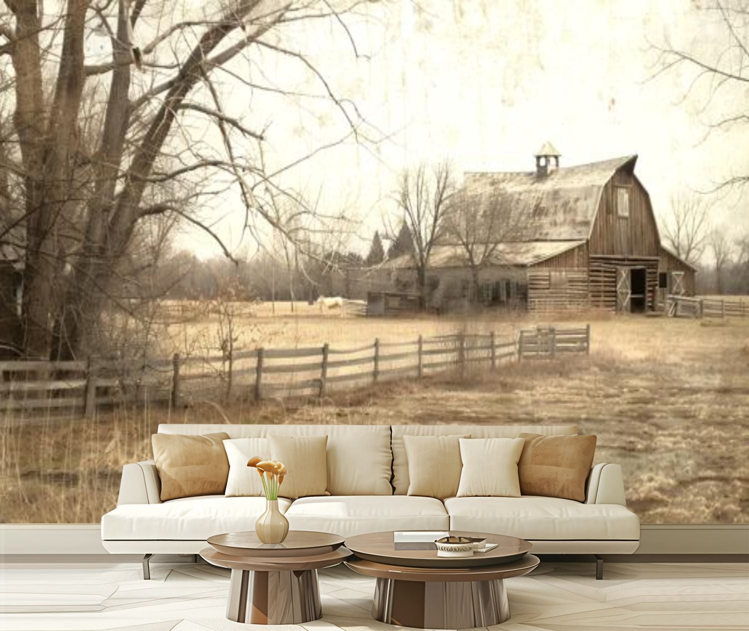 Peel and Stick Wallpaper Canvas Rustic Farmhouse Vintage Barn Country ...