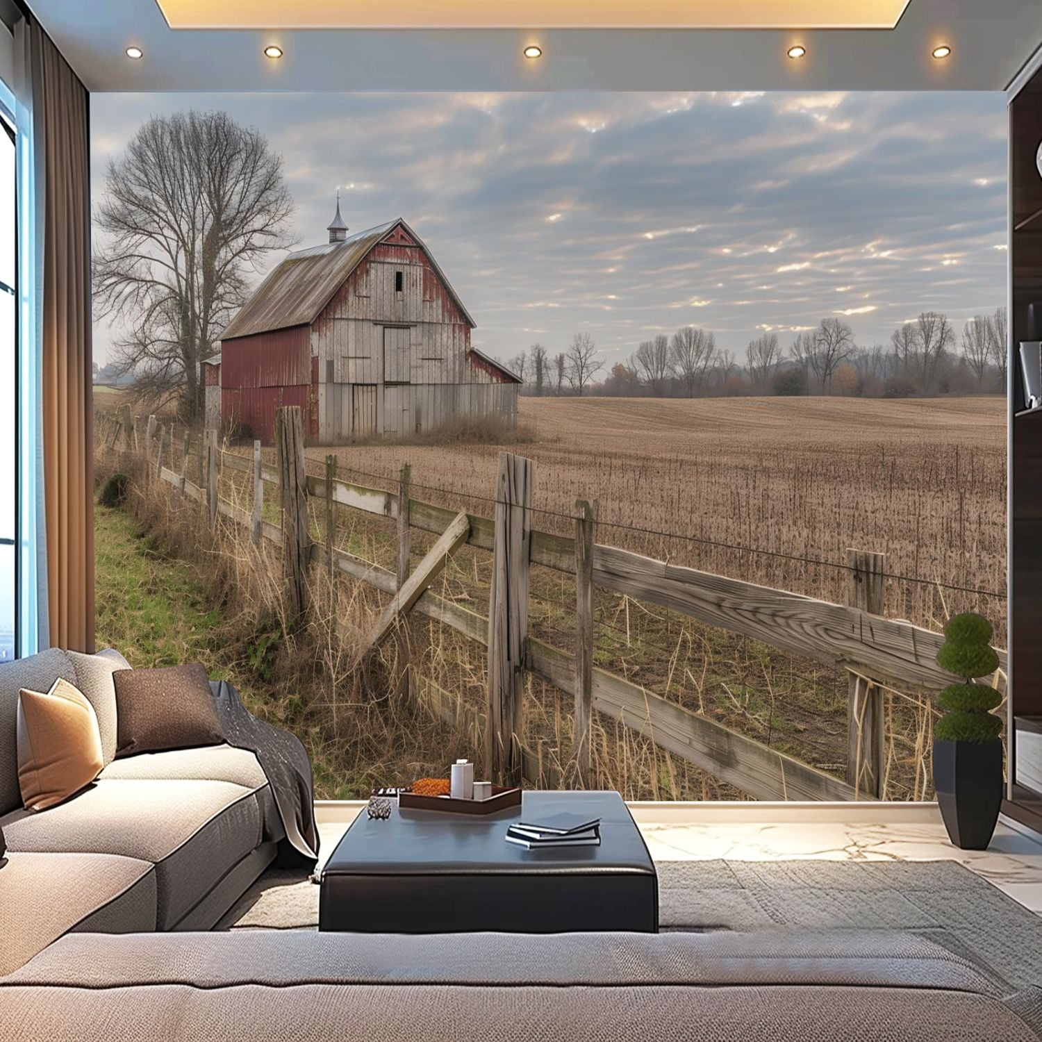 Peel and Stick Wallpaper Canvas Rustic Farmhouse Vintage Barn Country ...