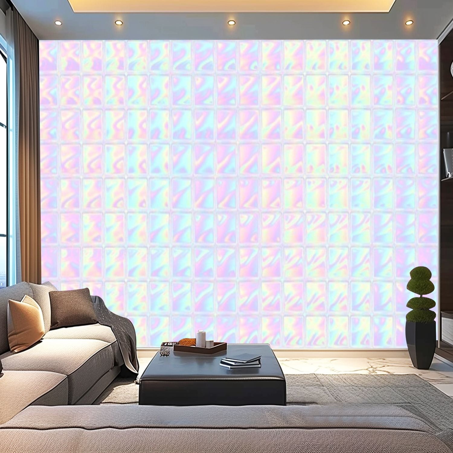 Peel and Stick Wallpaper Canvas Seamless trendy iridescent rainbow ...