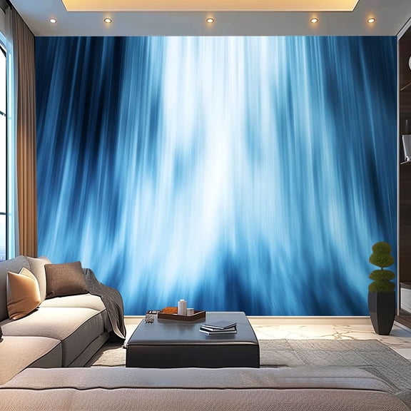 Peel and Stick Wallpaper Canvas Sky Blue Nordic Soft Blue Color Vertical Line Minimalist Modern Subtle Modern Art Wall Mural Decor Self Adhesive and Removable 100in x 144in