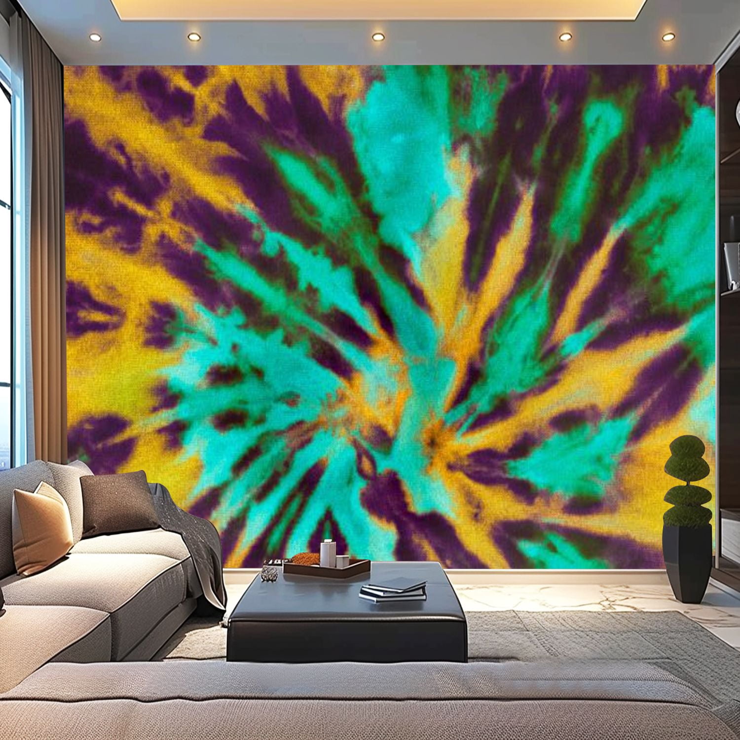 Peel and Stick Wallpaper Canvas Tie Die Psychedelic Acid Spin 1960s ...