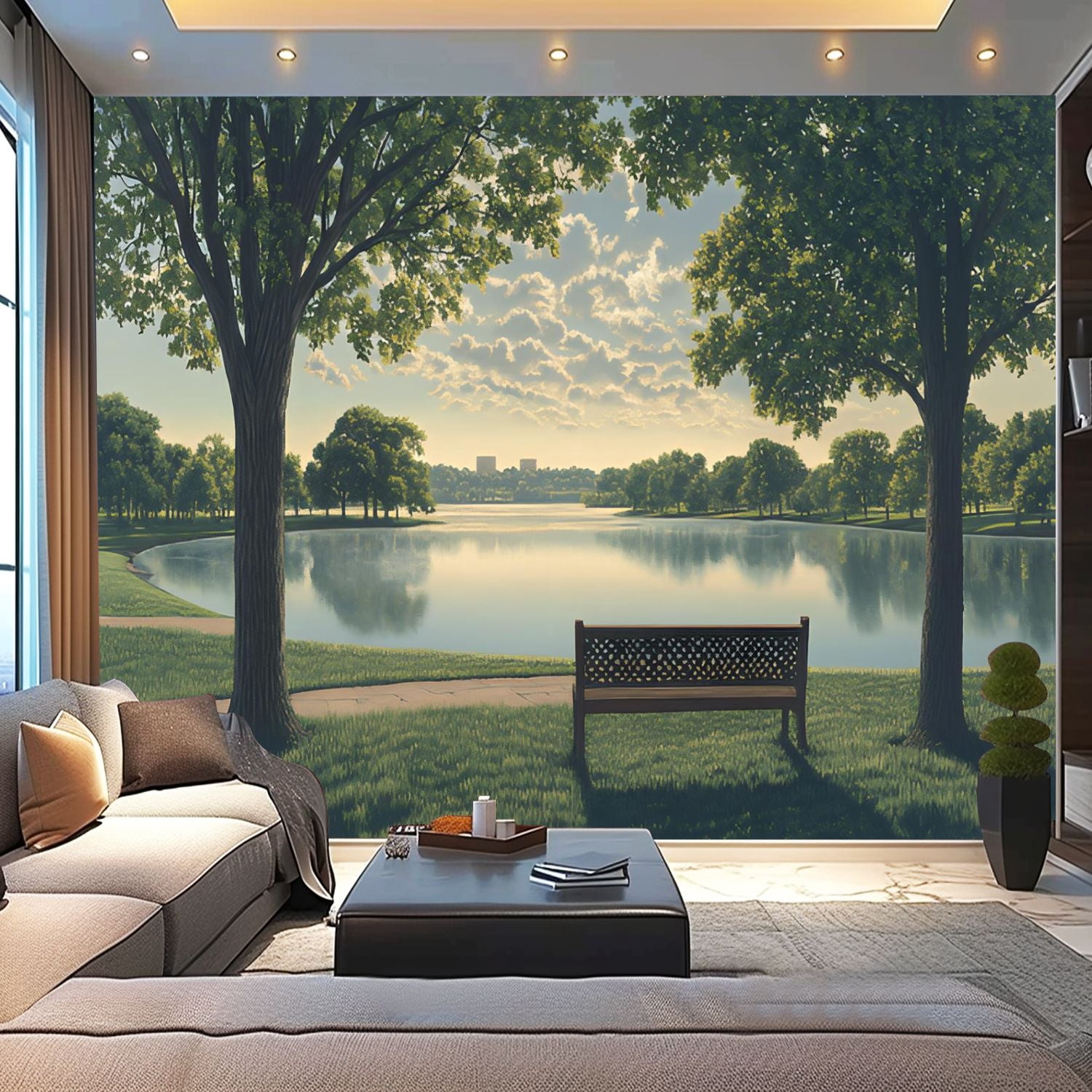 Peel and Stick Wallpaper Canvas Trees Lake Sky Nature Landscape ...