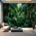 thumbnail image 1 of Peel and Stick Wallpaper Canvas Tropical Forest Green Rainforest Trees Landscape Tropical Trees Palm Modern Art Wall Mural Decor Self Adhesive and Removable 100in x 144in, 1 of 8
