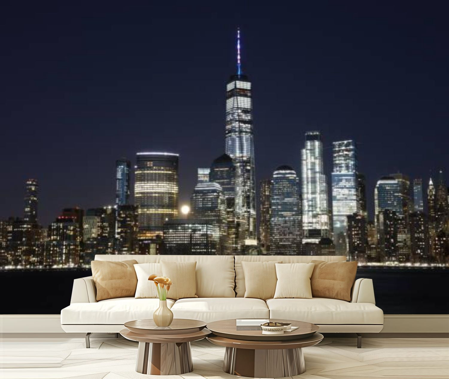 Peel and Stick Wallpaper Canvas new york city downtown skyline modern ...