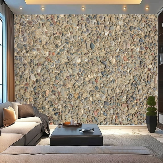 Peel and Stick Wallpaper Canvas pebbles concrete floor full texture closeup view Modern Art Wall Mural Decor Self Adhesive and Removable 100in x 144in