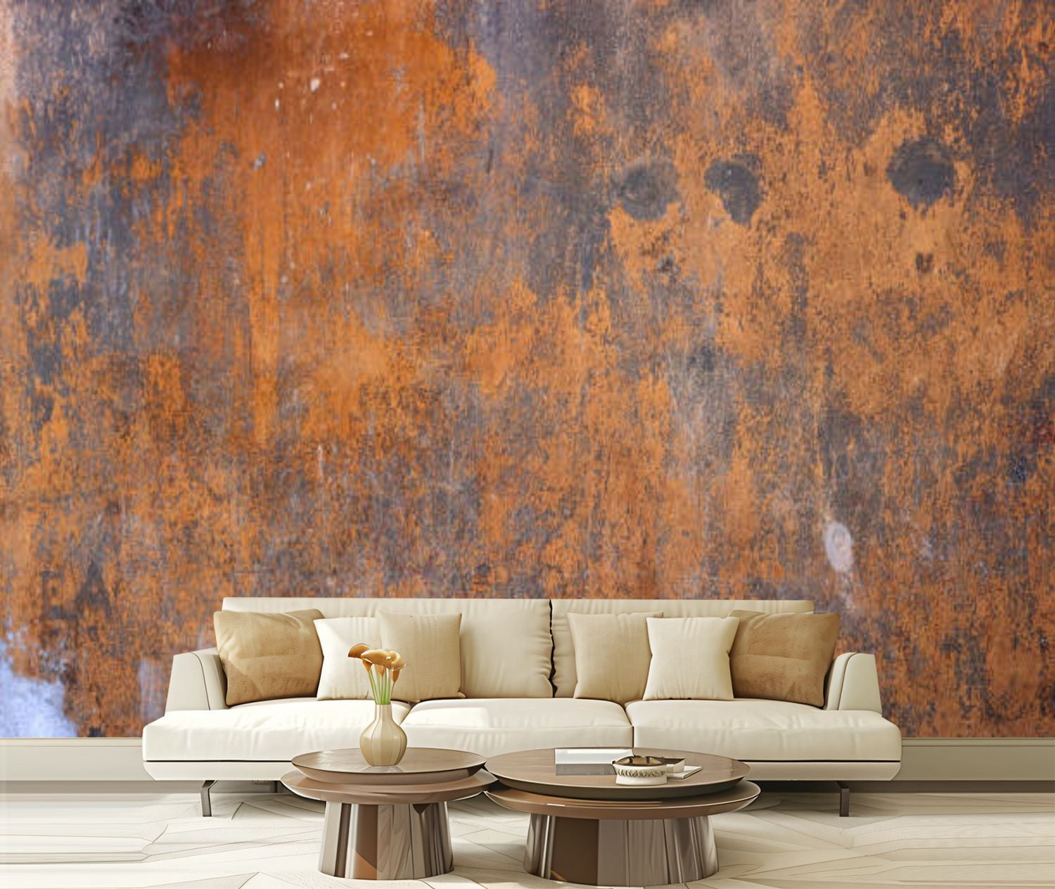 Peel and Stick Wallpaper Canvas rust corroded metal surface orange dark ...