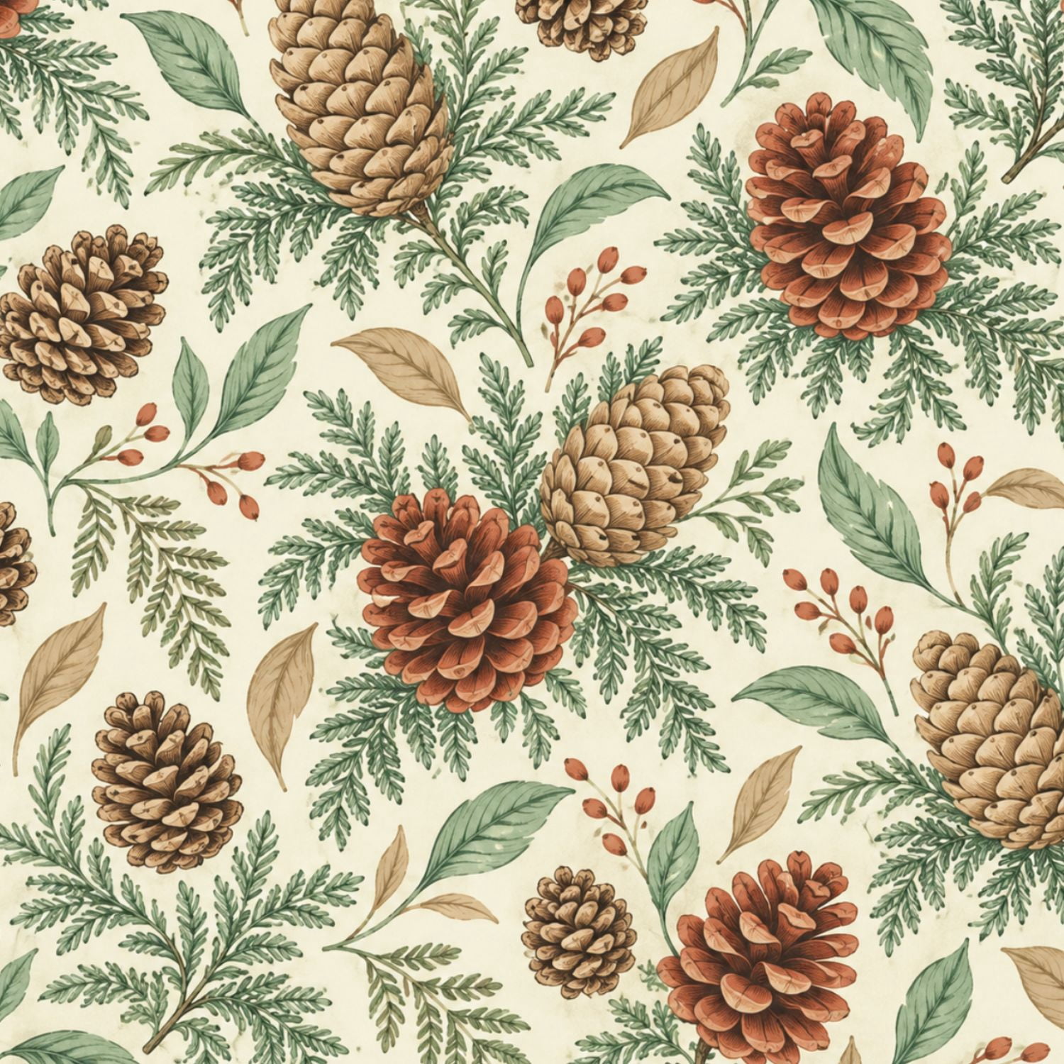 Fall Vinyl Peel and Stick Wallpaper Charming Pine Cone Autumn Greenery Christmas ...