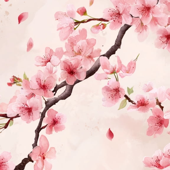 Peel and Stick Wallpaper Cherry Blossom Branches Delicate Watercolor Art Pastel 24in x 118in Contact Paper Removable Self Adhesive Wall Mural Wall Decor for Bedroom Kitchen Cabinets