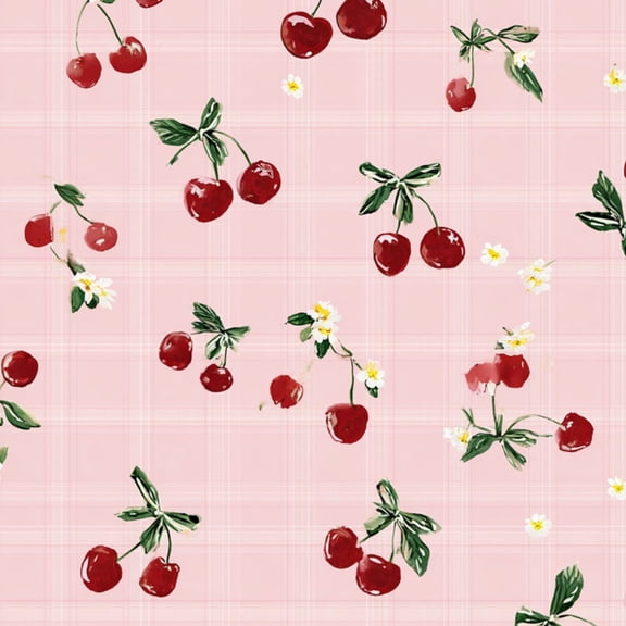 Peel and Stick Wallpaper Cherry Gingham Picnic Coquette Summer Spring Seamless Wall Mural 23.6in x 9.8ft Self Adhesive Removable Wall Paper Renter Friendly Wallpaper for Bedroom Bathroom