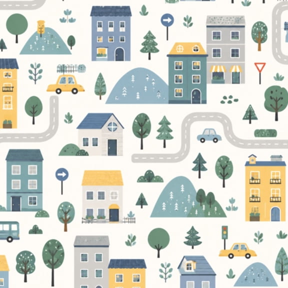 Peel and Stick Wallpaper Childrens map road seamless cartoon childrens for road play 24in x 118in Contact Paper Removable Self Adhesive Wall Mural Wall Decor for Bedroom Kitchen Cabinets