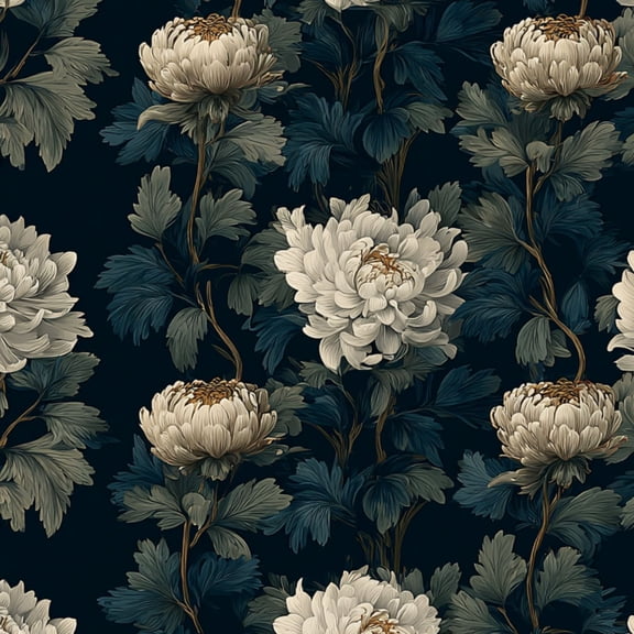 Peel and Stick Wallpaper Chrysanthemum Floral Dark Gold Accents Wall Mural 23.6in x 9.8ft Self Adhesive Removable Wall Paper Renter Friendly Wallpaper for Nursery Bedroom Cabinets