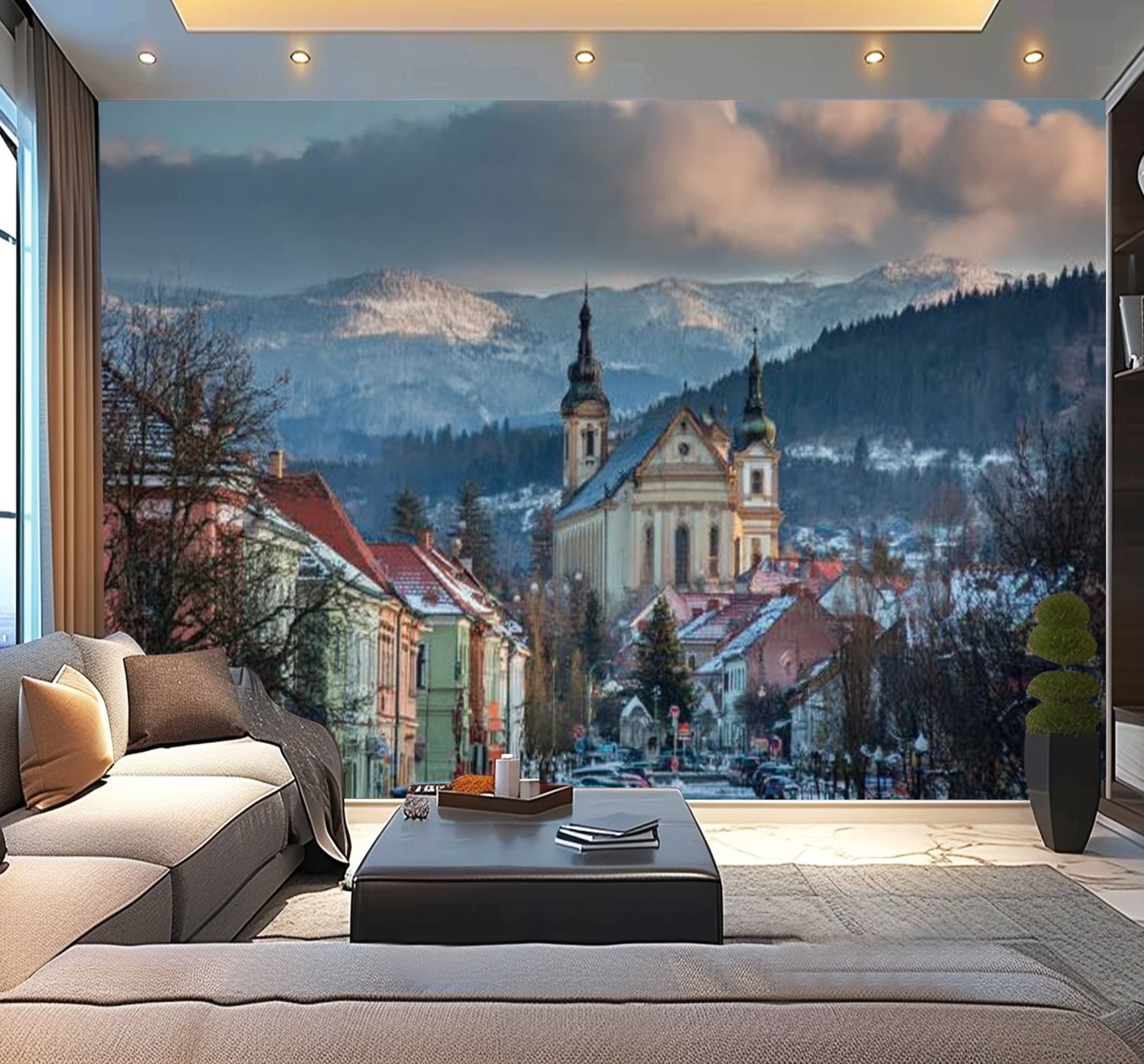 Peel and Stick Wallpaper Cityscape Banska Bystrica old town winter ...