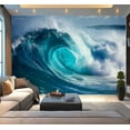 thumbnail image 1 of Peel and Stick Wallpaper Waterproof Close up detail powerful teal blue wave breaking open ocean bright Wall Mural Decor Self Adhesive and Removable 100in x 144in, 1 of 7