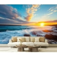 thumbnail image 1 of Peel and Stick Wallpaper Cloudscape Sea Sunrise Wall Mural Self Adhesive Ocean Sunset Waves Sky Modern Art Wall Mural Decor Self Adhesive and Removable 69in x 98in, 1 of 6