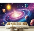 thumbnail image 1 of Peel and Stick Wallpaper Color Planet Galaxy Nursery Galaxy Stars Planets Nebula Spiral Modern Art Wall Mural Decor Self Adhesive and Removable 69in x 98in, 1 of 5