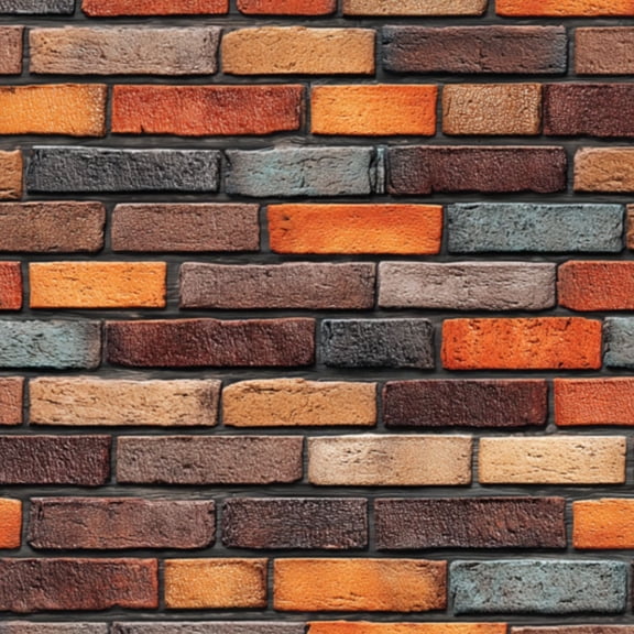 Peel and Stick Wallpaper Colorful Brick Wall Earthy Tones 17.7in x 118in Contact Paper Removable Self Adhesive Wall Mural Wall Decor for Bedroom Kitchen Cabinets