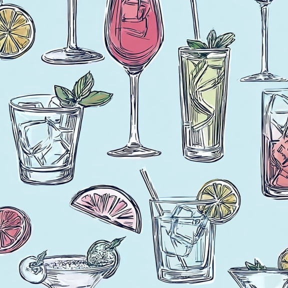 Peel and Stick Wallpaper Colorful Cocktail Glasses Fresh Fruit Slices Light Blue Wall Mural 23.6in x 9.8ft Self Adhesive Removable Wall Paper Renter Friendly Wallpaper for Nursery Bedroom Cabinets