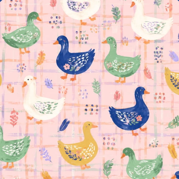 Peel and Stick Wallpaper Colorful Duck Pink Plaid 17.7in x 118in Contact Paper Removable Self Adhesive Wall Mural Wall Decor for Bedroom Kitchen Cabinets