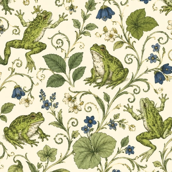 Peel and Stick Wallpaper Colorful Hand Drawn Frogs Botanical Details 17.7in x 118in Contact Paper Removable Self Adhesive Wall Mural Wall Decor for Bedroom Kitchen Cabinets