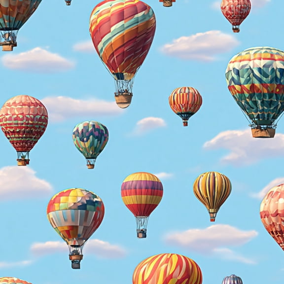 Peel and Stick Wallpaper Colorful Hot Air Balloons Soaring Dreamy Blue Sky Whimsical Clouds Wall Mural 17.7in x 9.8ft Removable Wall Paper Renter Friendly Wallpaper for Nursery Bedroom