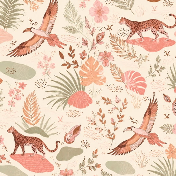 Peel and Stick Wallpaper Colorful Jungle Leopards Tropical Plants 17.7in x 118in Contact Paper Removable Self Adhesive Wall Mural Wall Decor for Bedroom Kitchen Cabinets