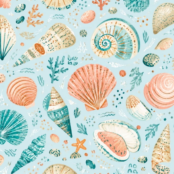 Peel and Stick Wallpaper Colorful Seashell Watercolor Light Blue 17.7in x 118in Contact Paper Removable Self Adhesive Wall Mural Wall Decor for Bedroom Kitchen Cabinets