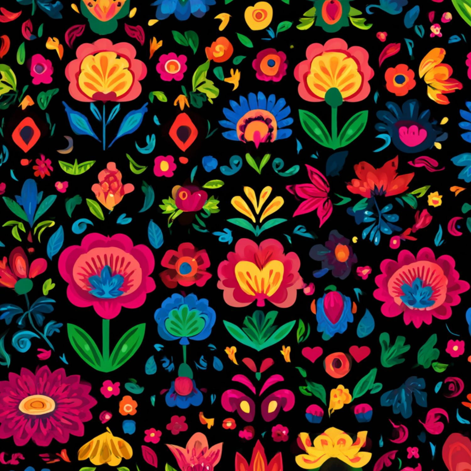 Peel and Stick Wallpaper Colorful Symmetrical Floral Folk Art Bright Flowers Wall Mural 17.7in x 9.8ft Self Adhesive Removable Wall Paper Renter Friendly Wallpaper for Nursery Bedroom Cabinets