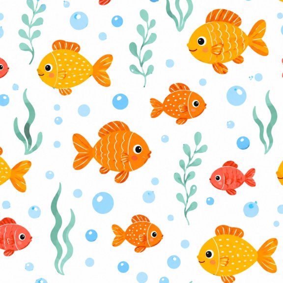 Peel and Stick Wallpaper Colorful Tropical Fish Seaweed Orange Goldfish Blue Bubbles Seamless 17.7"x118" Contact Paper Removable Self Adhesive Waterproof Wall Decor for Bedroom Kitchen Cabinets
