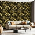 thumbnail image 1 of Peel and Stick Wallpaper Contact Paper Black Gold Floral Flower Moody Self Adhesive Removable Waterproof Dark Self Adhesive and Removable 23.6in x 118in, 1 of 8