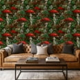 thumbnail image 1 of Peel and Stick Wallpaper Contact Paper Boho Mushroom Forest Black Brown Green Mushrooms Red White Dots Tall Self Adhesive and Removable 17.7in x 118in, 1 of 8