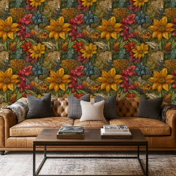 Peel and Stick Wallpaper Contact Paper Floral Jungle Leopard Animal Boho Leaf Cheetah Exotic Flowers Tropical Self Adhesive and Removable 17.7in x 118in