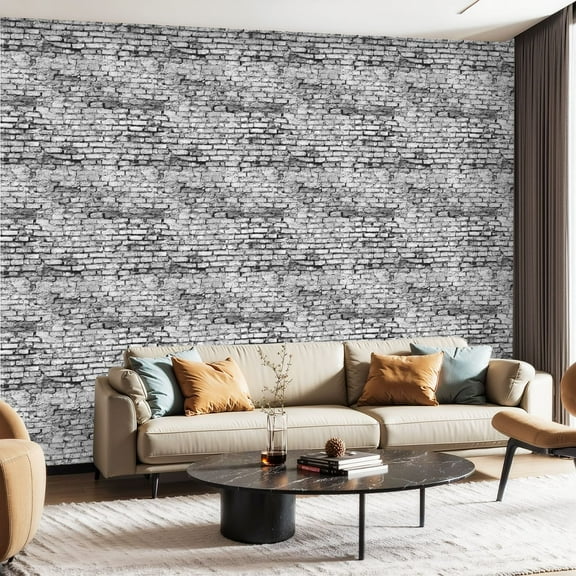 Peel and Stick Wallpaper Contact Paper Whitewashed White Brick Photographic Design 3D Effect Realistic Rustic Self Adhesive and Removable 24in x 118in