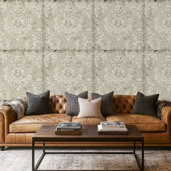 Peel and Stick Wallpaper Contact Paper damask Classical luxury old fashioned ornament royal victorian texture Self Adhesive and Removable 17.7in x 118in
