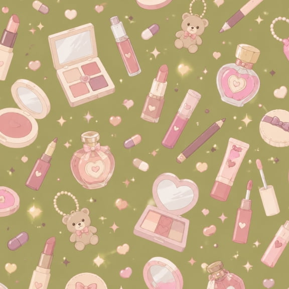 Peel and Stick Wallpaper Cosmetic Makeup Lipsticks Eyeshadow Palettes Green 24in x 118in Contact Paper Removable Self Adhesive Wall Mural Wall Decor for Bedroom Kitchen Cabinets