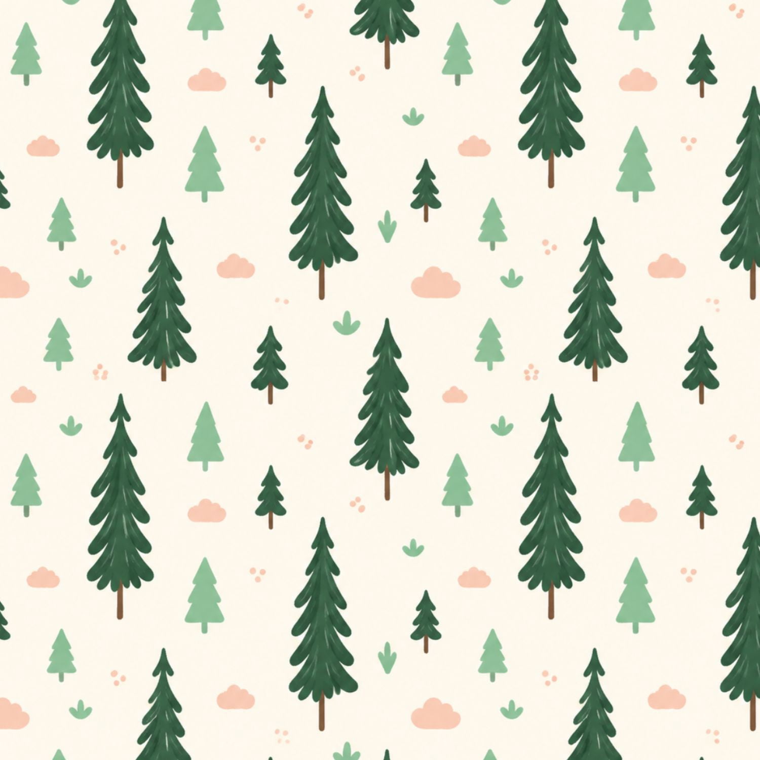Peel and Stick Wallpaper Cute Forest Pine Tree Green Peach Hues ...
