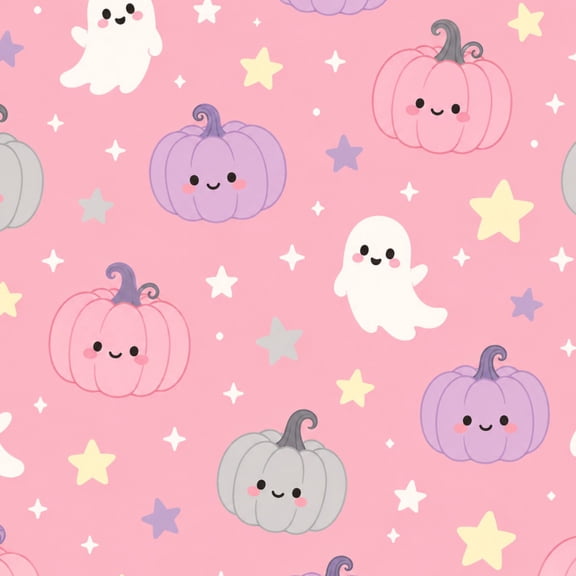 Peel and Stick Wallpaper Cute Halloween Smiling Pumpkins Ghosts Stars Pink 17.7in x 118in Contact Paper Removable Self Adhesive Wall Mural Wall Decor for Bedroom Kitchen Cabinets
