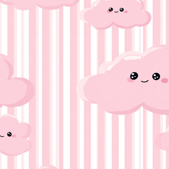 Peel and Stick Wallpaper Cute Pink Cloud Smiling Faces Striped Wall Mural 23.6in x 9.8ft Self Adhesive Removable Wall Paper Renter Friendly Wallpaper for Kids Bedroom Livingroom