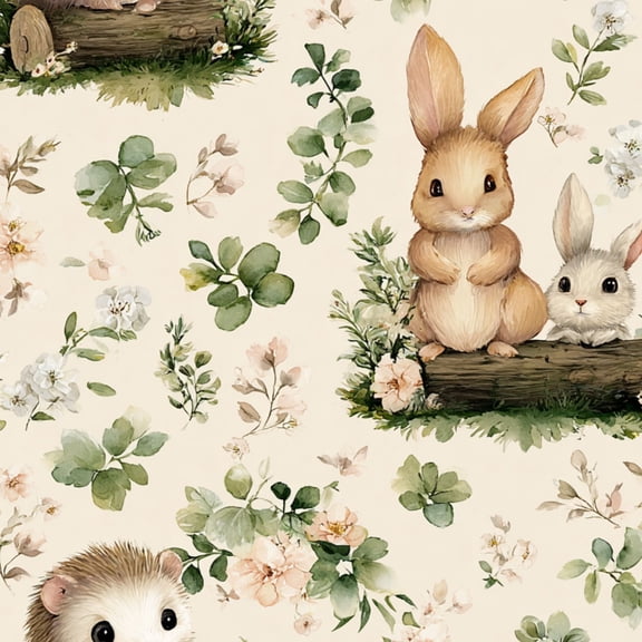 Peel and Stick Wallpaper Cute Woodland Animals Watercolor Hedgehog Floral Greenery Wall Mural 17.7in x 9.8ft Self Adhesive Removable Wall Paper Renter Friendly Wallpaper for Nursery Bedroom